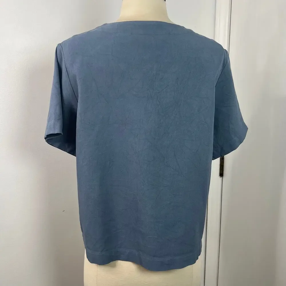 ORVIS Women's 100% Silk Short Sleeve Button Down Shirt Classic Minimalist Size M - Picture 8 of 13